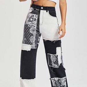Paisley Patchwork Boyfriend Jeans NWOT (M)